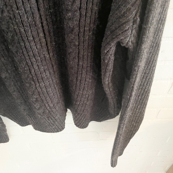London Fog Mens Full Zip Sweater Cardigan Chunky Cable knit Wool blend Gray 2XL - Picture 8 of 14